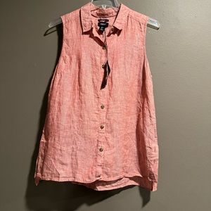 Sleeveless Coral Button Down Shirt